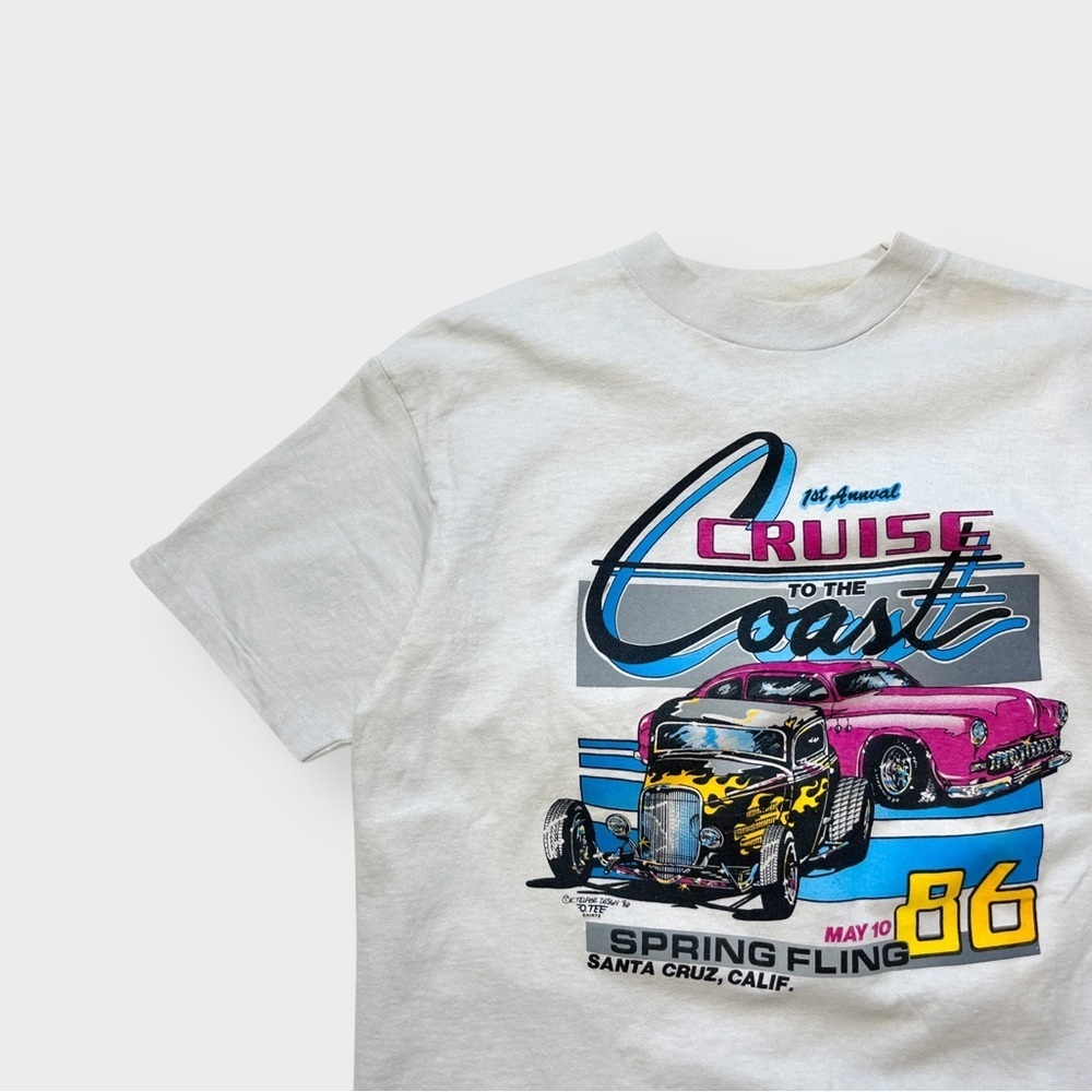 Vtg 1986 Hanes Cruise to the Coast Shirt, K. Telfer, Hot Rod O.Tee L 2-Sided - Picture 3 of 6